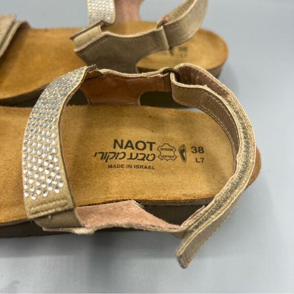 Naot Lisa Khaki Beige Leather Rhinestone Sandals - Picture 7 of 10